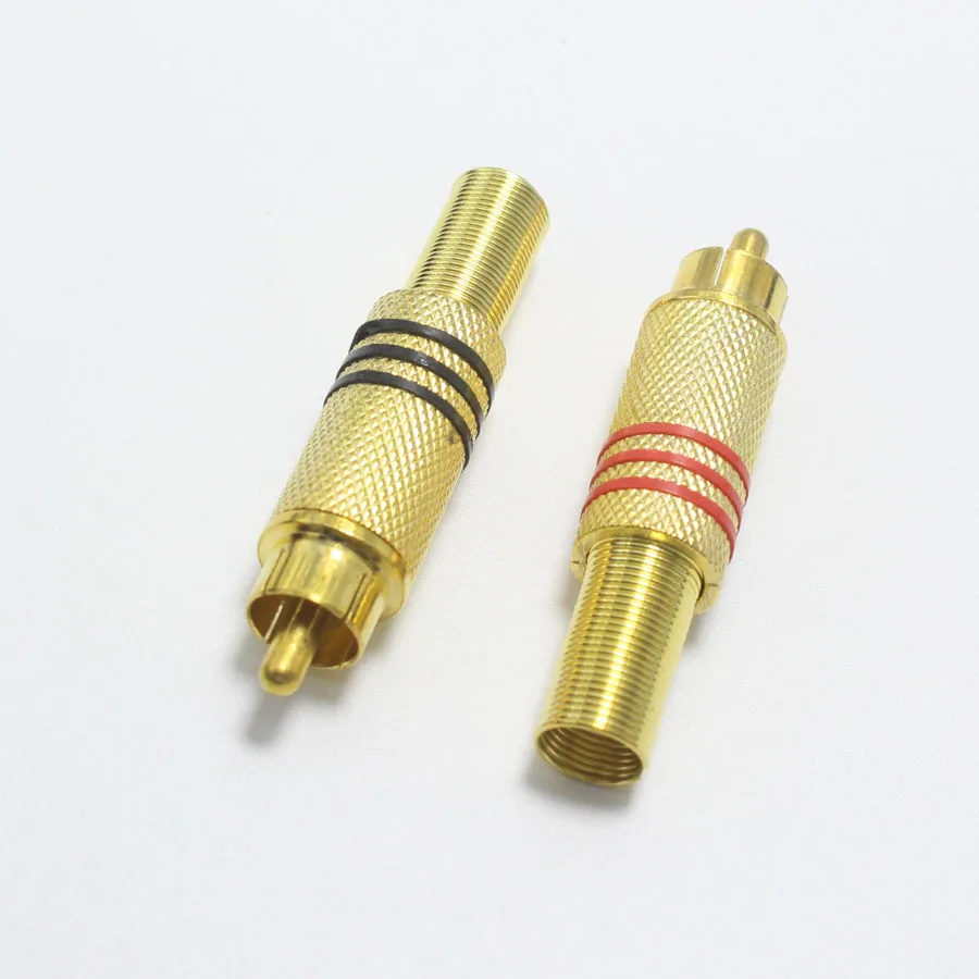 Позолоченный разъем RCA 1 шт. штекер AV для ПК аудио видео красный черный запчасти