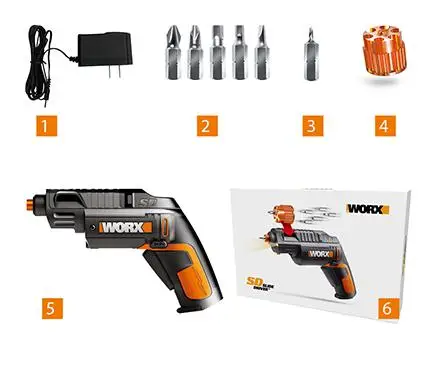 Отвертка 9 и 31 аксессуары известного бренда Worx электрическая отвертка 4 в/1,5 Ач литий-ионный электроинструмент