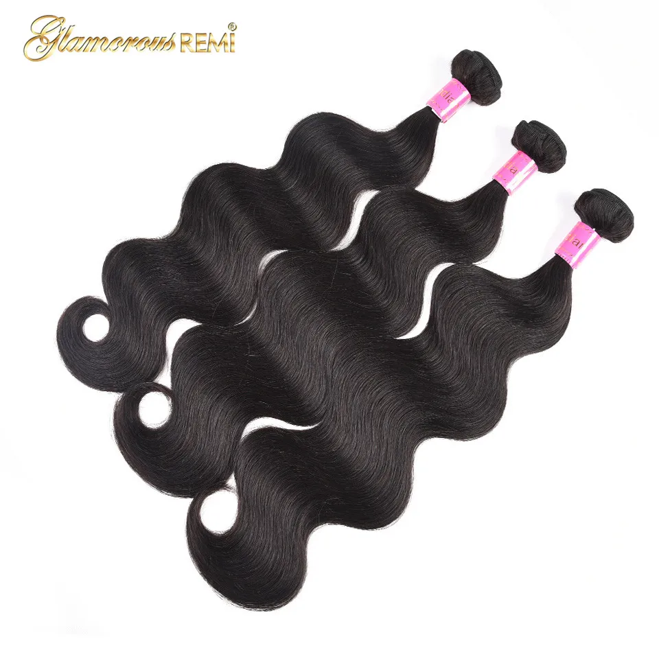 100% Human Hair Bundles 3 Piece Natural Black Brazilian Body Wave Weave 8-26 Inch Remy Extension Dropship | Шиньоны и парики