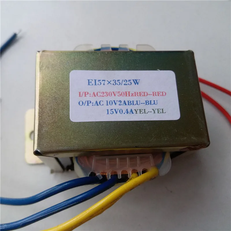 10V 2A 15V 0.4A Трансформатор 230V вход 25VA EI57 * 35 провод резак управления силовой