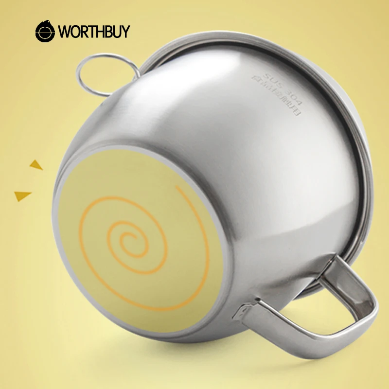 WORTHBUY 304 миска из нержавеющей стали для быстрого приготовления лапши с ручкой