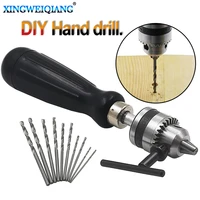 adjustable pin vise model hand drill tool with chuck capacity 0 6 6mm fit drill bits screwdriver bit plus 10pcs drill
