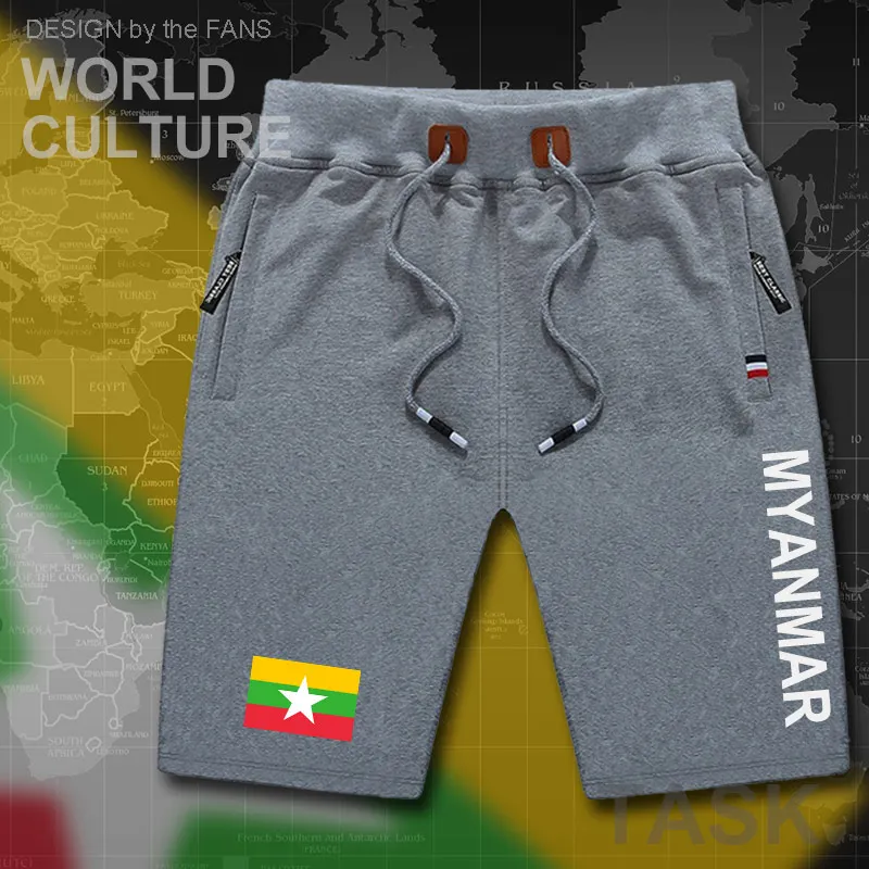 Мужские пляжные шорты из бирманской Бирмы мужские для тренировок с флагом на