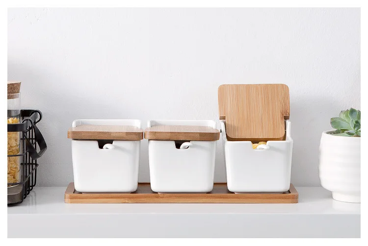 1 комплект домашняя керамическая японская банка из бамбука для приправ набор