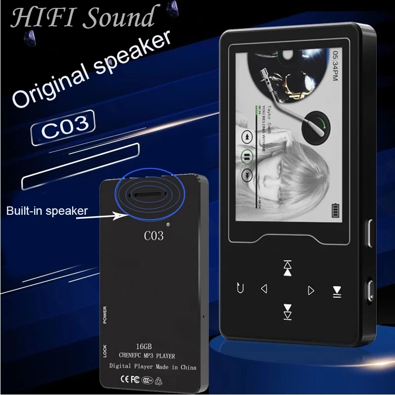 HIFI Bluetooth MP3 плеер 16 ГБ встроенный динамик сенсорная кнопка с 2 4 дюймовым HD большим