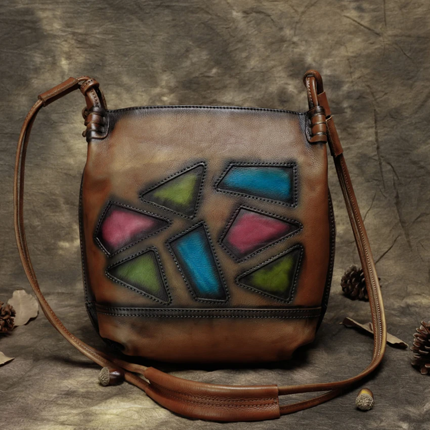 Женская сумочка в стиле ретро сумка слинг через плечо из натуральной кожи FCTOSSR