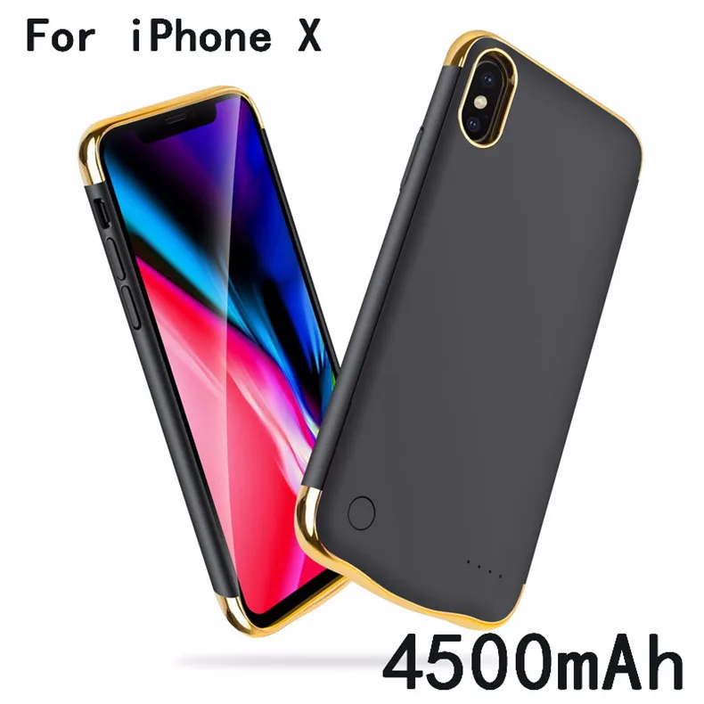 Тонкий противоударный чехол для зарядного устройства для iPhone XR XS Max, перезаряжаемый внешний аккумулятор для iPhone X XS, чехол для зарядки - Цвет: IX-Black