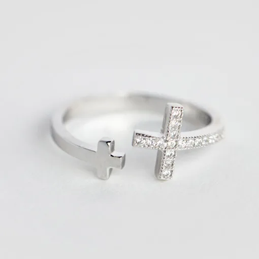Серебряное кольцо с двойным боковым крестом MIESTILO ювелирное изделие из
