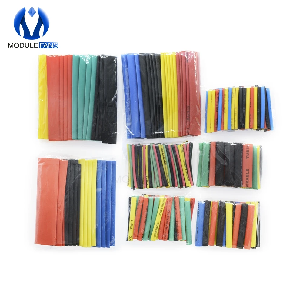 140/164/328/530 шт. Автомобильный Электрический кабель трубки наборы термоусадочные трубки Обёрточная бумага рукав Ассорти полиолефина 8 смешанных размеров Цвет