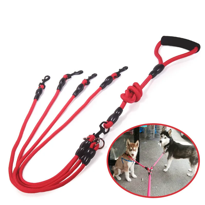 Nylon Two Three four dogs Leash Detachable Pet Lead Climbing foam
handle 1 leash for 2 or 3 or 4 Dogs Small Dog traction rope