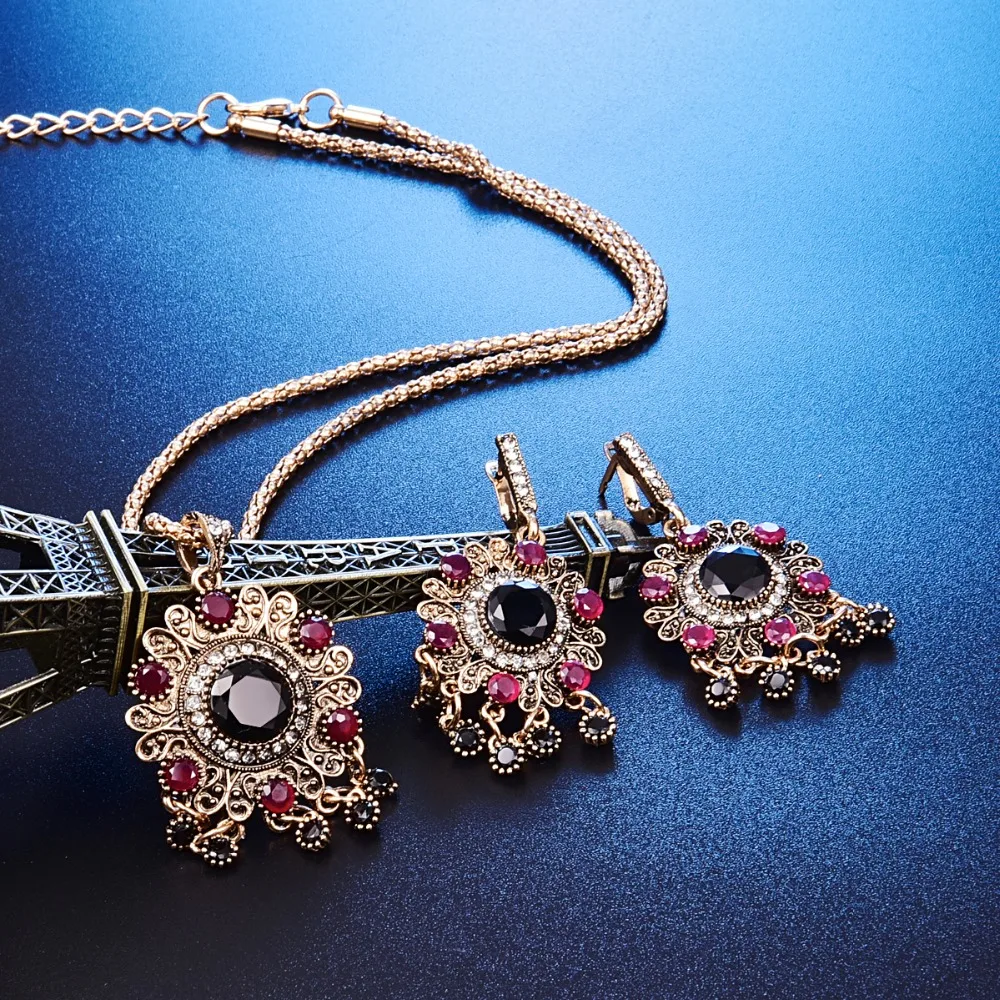 Модные Этнические турецкие Ювелирные наборы для женщин винтажные свадебные с
