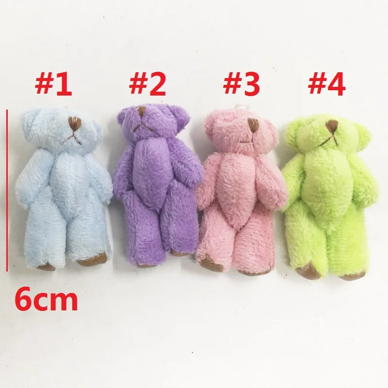 20 шт./лот Kawaii маленькие смешанные медведи Тедди плюшевые с кожаной ножкой 6 см