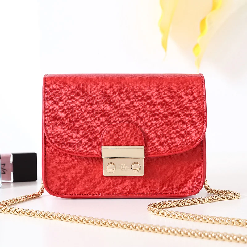 Италия Женщины Плоские Сумки ИСКУССТВЕННАЯ Кожа Цепи Роскошные Коробки дамы