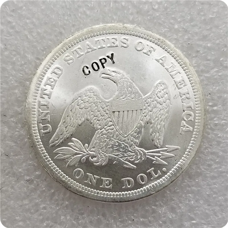 США UNC 1840 1869 "Seated Liberty" 1 доллар без девиза копия монеты медаль коллекционные