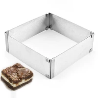 godwj large stainless steel cake mold square mousse ring adjustable telescopic cake decorating mold kitchen baking tool