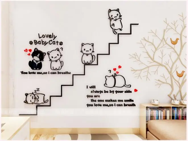 DIY 3D нетоксичные акриловые lovely baby стикер на стену с кошкой самоклеящаяся букв