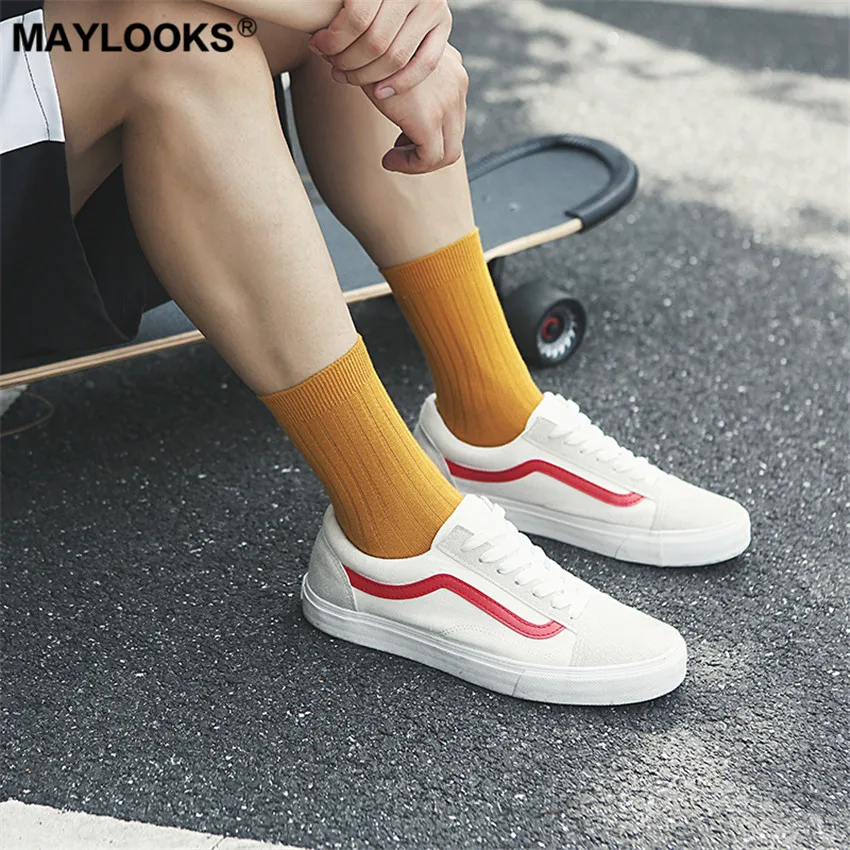 Maylooks/мужские носки сезон осень-зима одноцветные простые деловые с двойной иглой