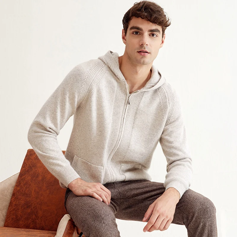 Новинка Осень-зима 2018 кашемировый свитер с капюшоном пальто | Мужская одежда