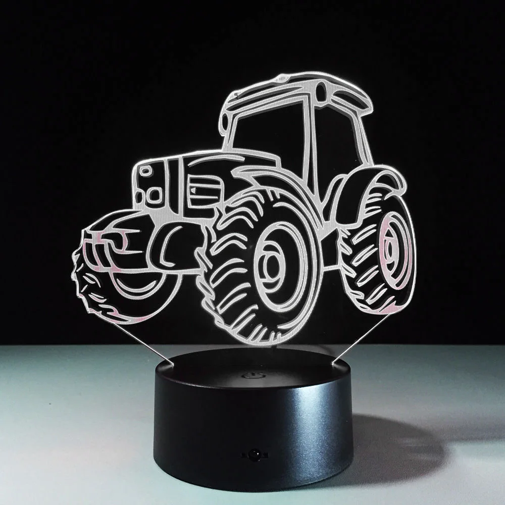 7 цветов авто изменение 3D сенсорный светодиодный ночник трактор USB Декор подарок