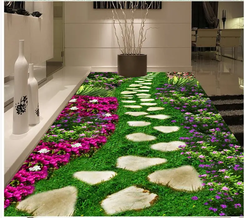 Дорожный цветок пол обои 3d для ванных комнат фото пола стены на заказ