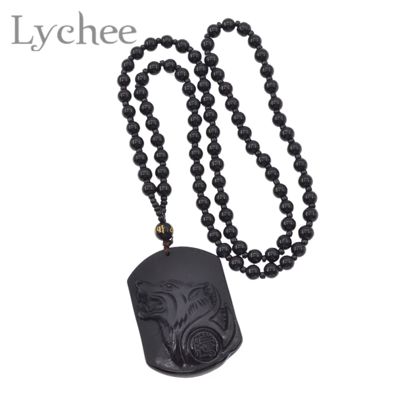 Lychee винтажная черная подвеска в виде волчьей головы из Искусственного хрусталя