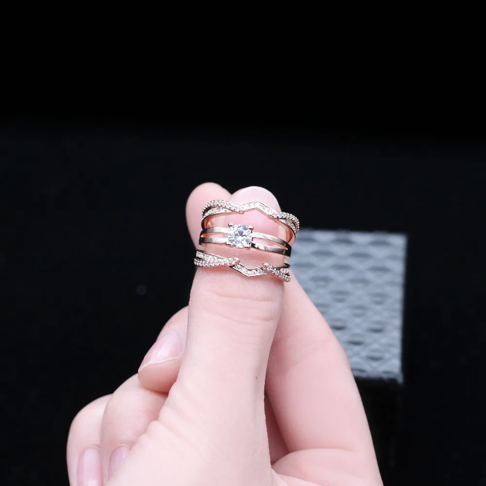 Женское Обручальное Кольцо Uloveido 3 шт. розовое золото ювелирное изделие с камнем
