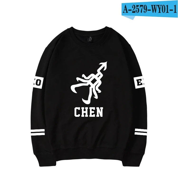 LUCKYFRIDAYF Новинка EXO Kpop Team монолитные зимние толстовки для женщин Kpop Fans свитшоты Harajuku женская одежда - Цвет: Black