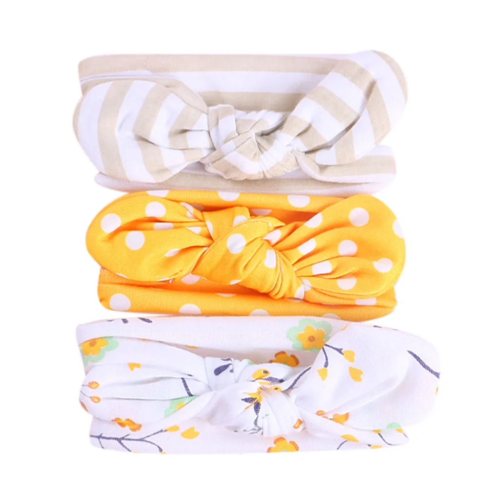Cotton Cute Newborn Headband Fashion Floral Baby Girls Elastic Bowknot Accessories Hairband Set opaski dla niemowlaka | Детская одежда