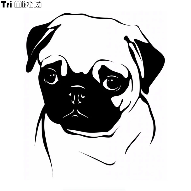 Tri Mishki HZX632 #15x17 см Прекрасный Мопс автомобиля Стикеры Авто ветровое стекло виниловые наклейки аксессуары наклейка на автомобиль Стикеры