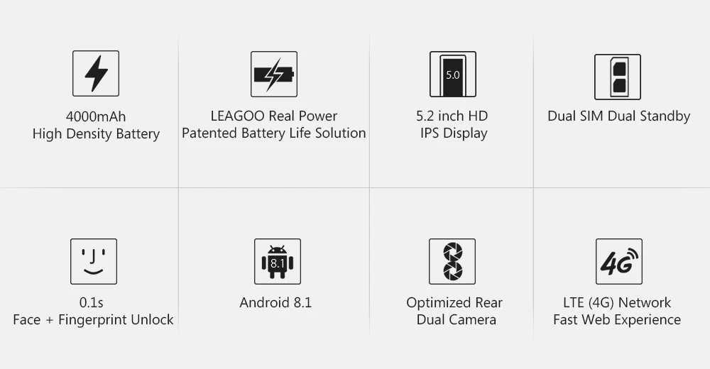 LEAGOO POWER 2 PRO 2 Гб ОЗУ 16 Гб ПЗУ мобильный телефон Android 8,1 5," 4000 мАч 8MP MT6739 четырехъядерный сканер отпечатков пальцев Лицо ID 4G смартфон