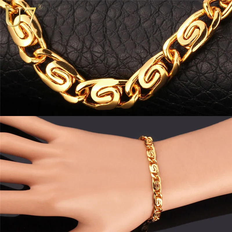 U7 Мужской Цепочка Браслет На Руку Ювелирные Изделия Ручной Цепь Улитка 21 cm Оптом