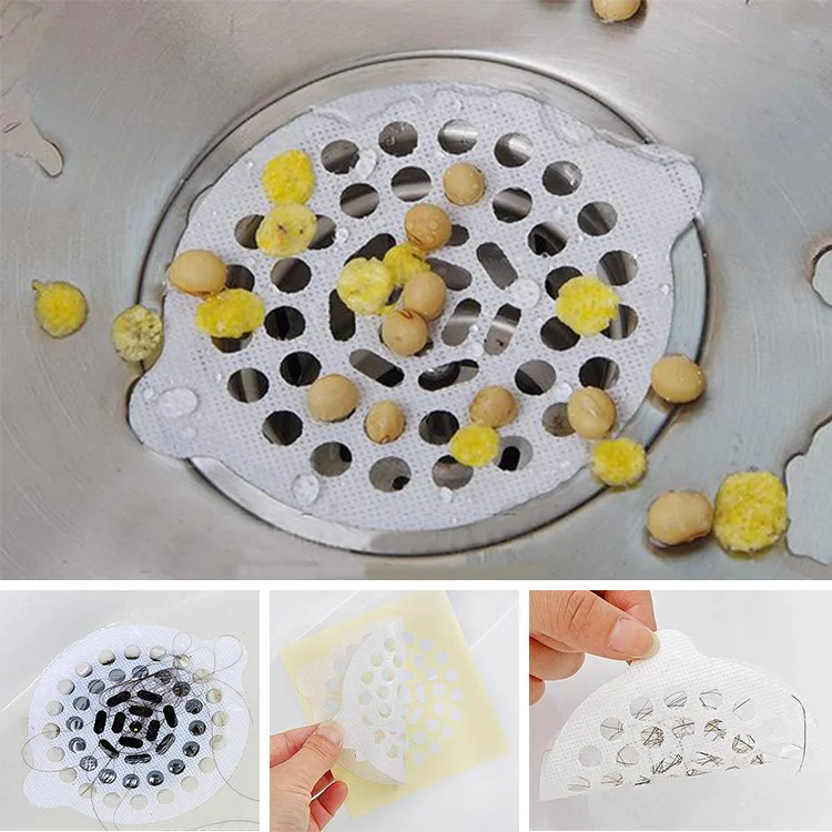 

1Pc Disposable Floor Drain Sticker Green Hair Filter Catcher Paster Paper Drain Hair Stopper Bathroom Kitchen Cleaning Tools