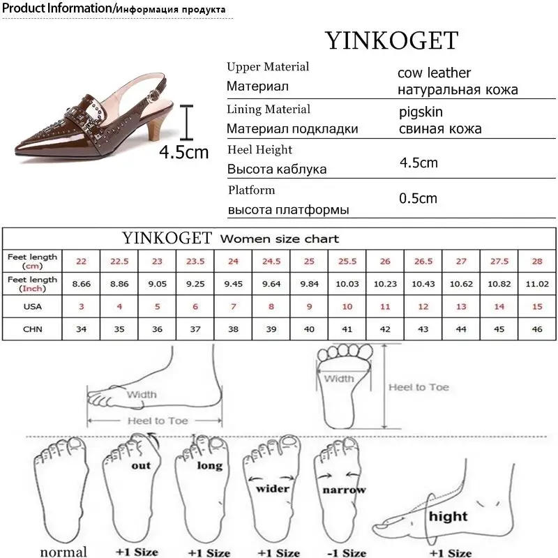 YINKOGET/размеры 34-43 женские босоножки из натуральной кожи на высоком каблуке модные