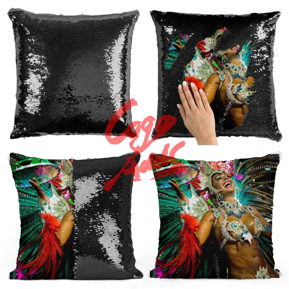 Карнавал в Рио де Жанейро Реверсивный блесток Подушка Чехол волшебный Цвет