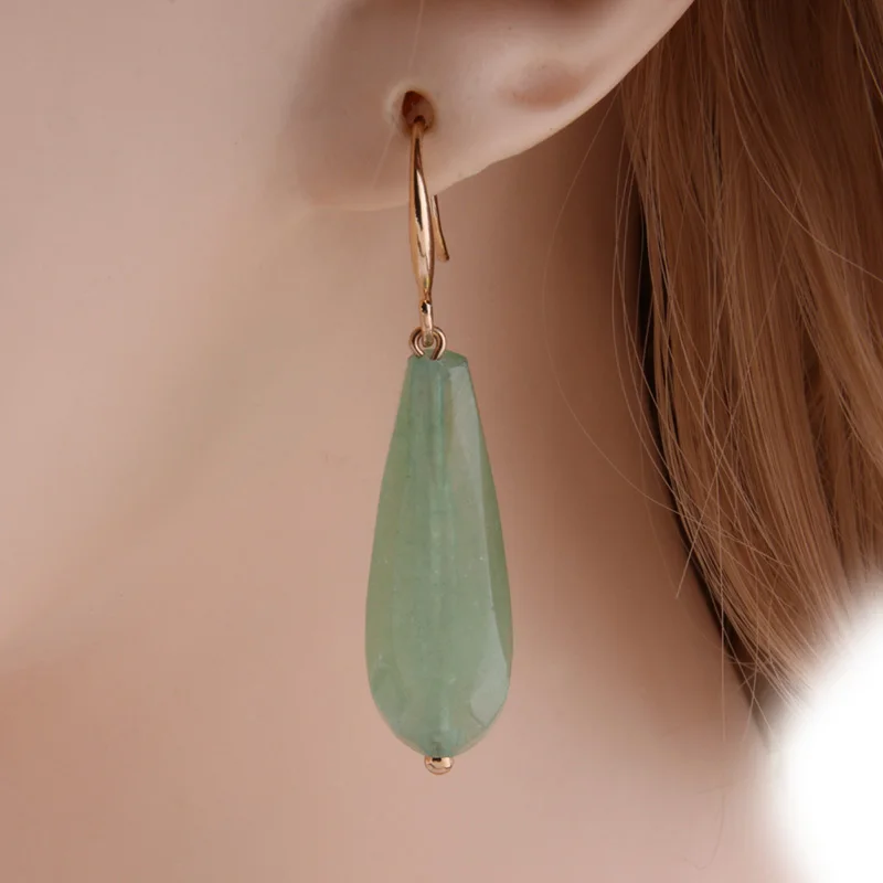 Большие серьги капли NeeFu WoFu из натурального камня Висячие брендовые большие