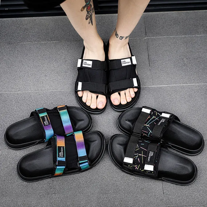 

Dropshipping 2019 Summer Mens Slides Fashion Beach Slippers Men Lightweight Flip Flops Men Outdoor Anti-Slip Sandals Big Size