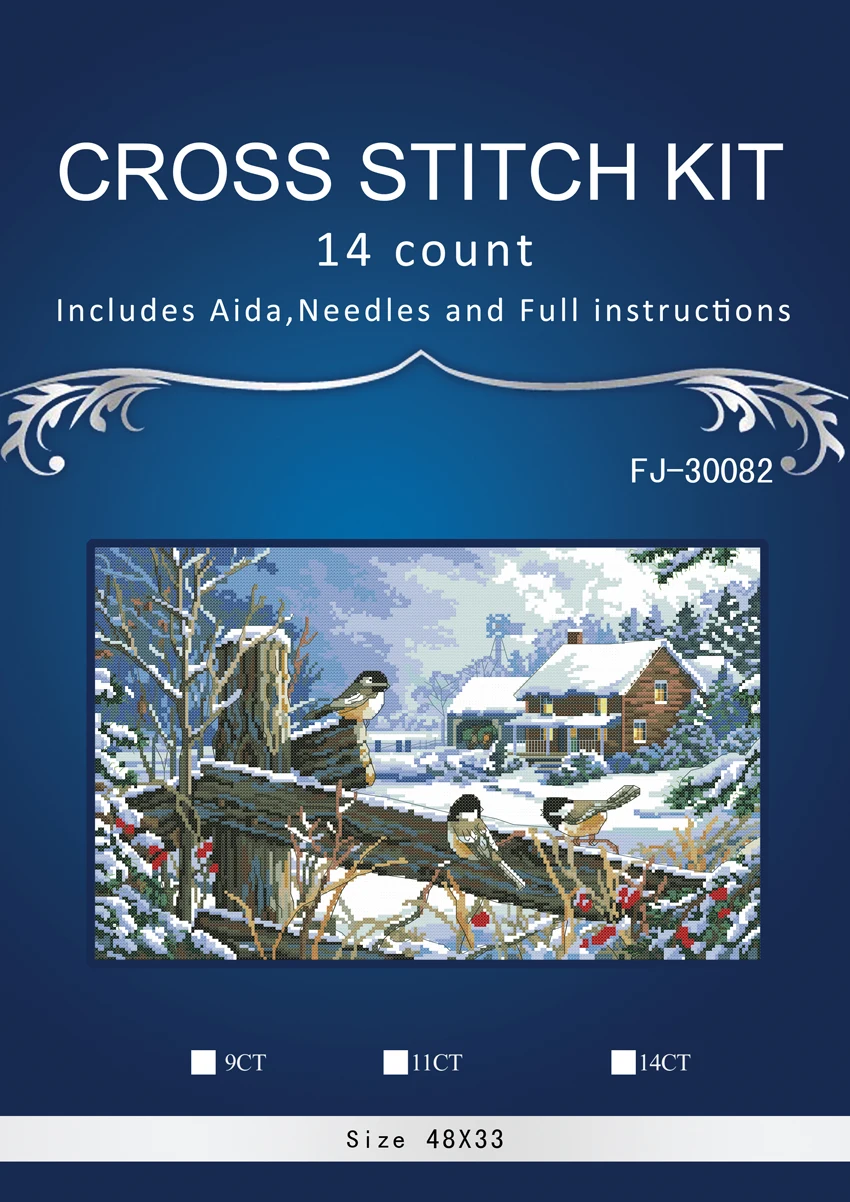 

Прекрасная Золотая коллекция, Набор для вышивки крестиком, похожий на dmc якорь тусклого крестика. Рождественский снег парк птиц