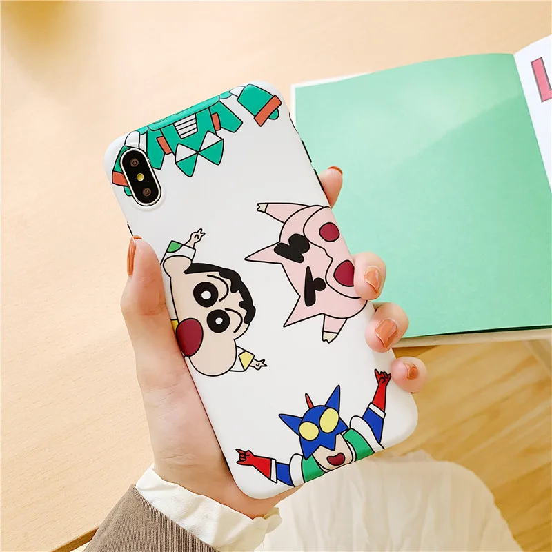 Семейный чехол с рисунком Crayon Shin-chan для iphone X Xs MAX Xr задняя крышка силиконовые IMD