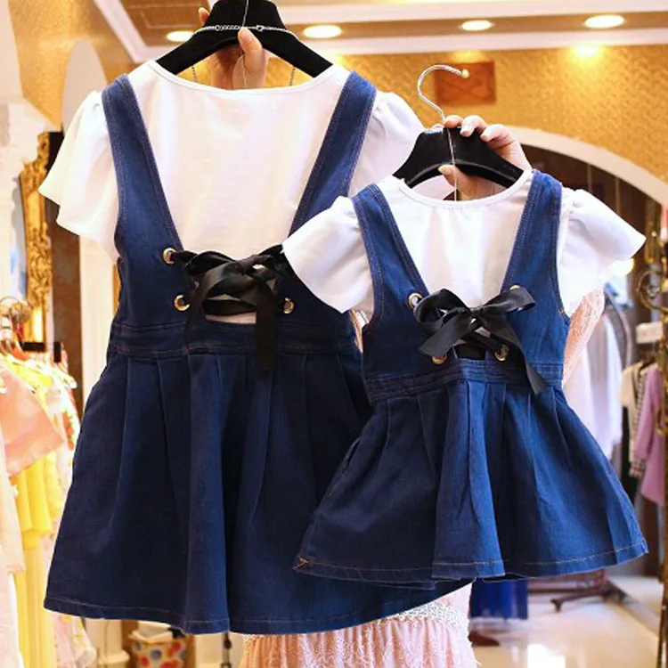 Комплект одежды для мамы и дочки Одинаковая одежда семьи белая футболка