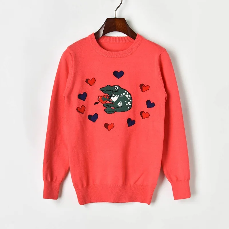 Новый модный красный женский свитер с изображением арбуза тонкий рисунком