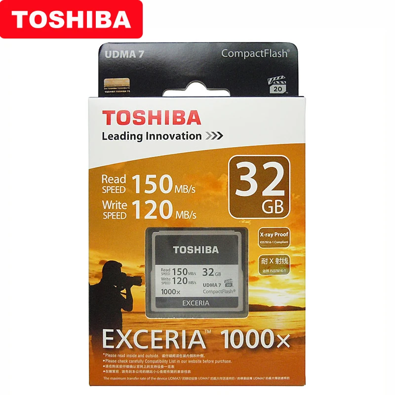 Оригинальная карта памяти TOSHIBA EXCERIA Compactflash 32 Гб Скорость чтения до 150 МБ/с./с UDMA7 1000X