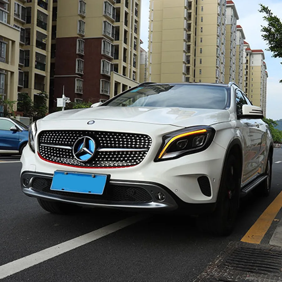 2 шт. светодиодный фонарь для Benz GLA- Автомобильный светодиодный фонарь с двойными ксеноновыми линзами автомобильные аксессуары дневные ходовые огни противотуманные фары
