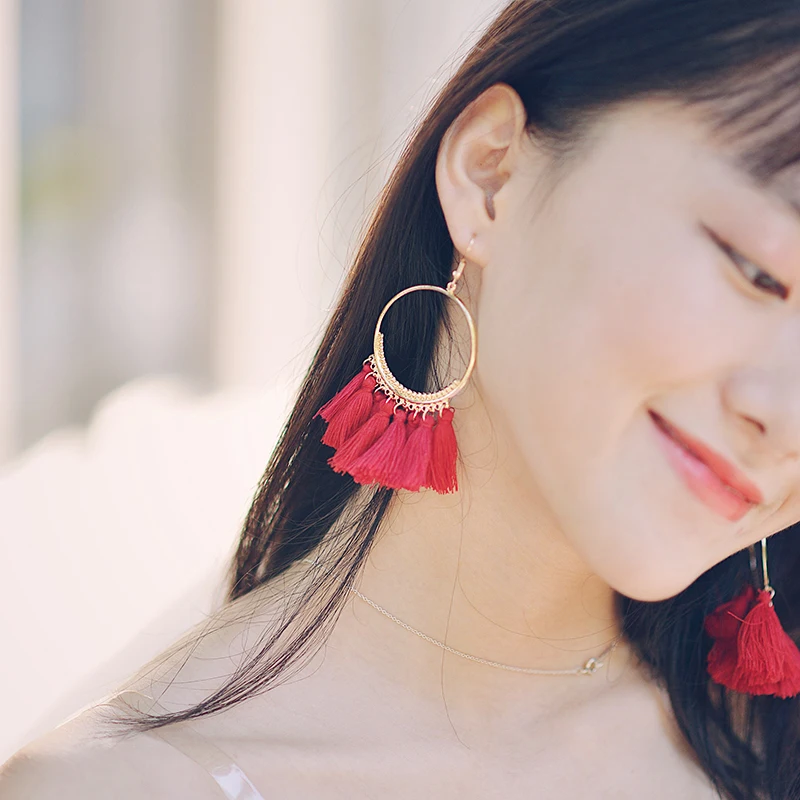 BUENOS Handmade Earrings For Women Boho Style Woman Tassel Earring Female Jewelry Fringed Vintage Long Earrinngs Gifts CE0611 | Украшения и