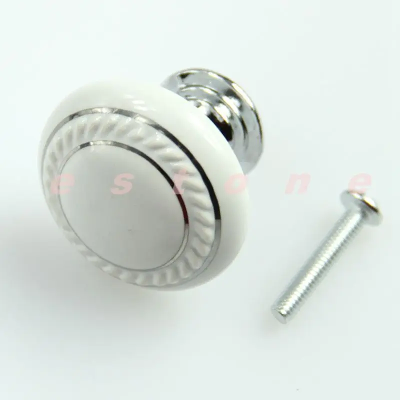 3pcs/lot White Ceramic Crystal Glass Door Knob Drawer Cabinet Kitchen Wardrobe Handle | Обустройство дома