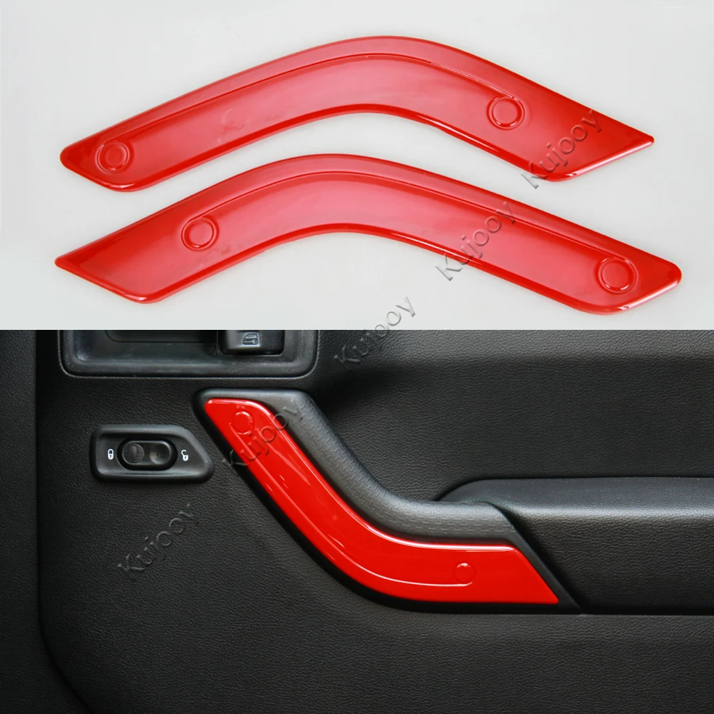 

2pcs Black/ Gold/ Yellow/ Orange / Blue ABS car Interior Door Handle Cover Trim Frame for Jeep Wrangler 2011-2016 2 Doors