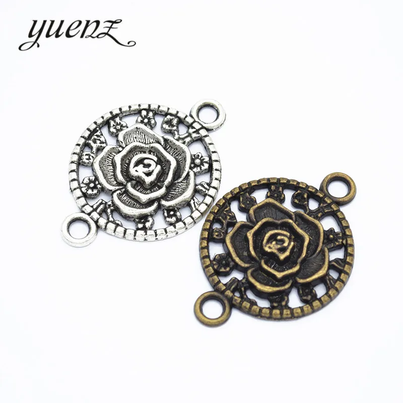 YuenZ 2 шт. розовые цветочные Подвески в виде металлической Подвески jewelryl делая 46 *, маленького размера, круглой формы с диаметром 32 мм Q198