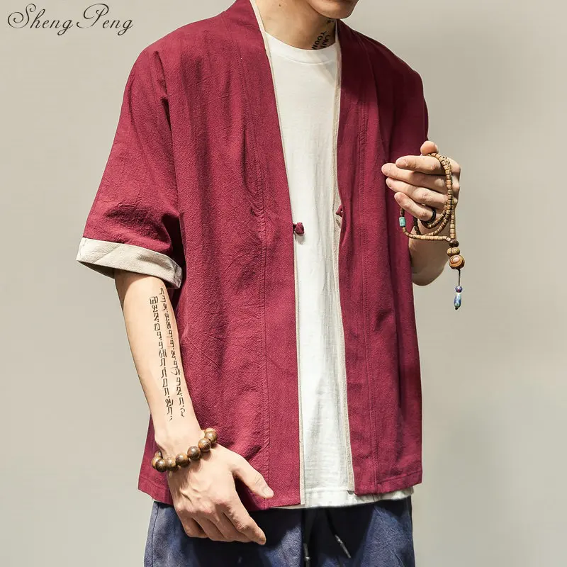 Мужское кимоно в полоску Свободный кардиган стиле Харадзюку Повседневная