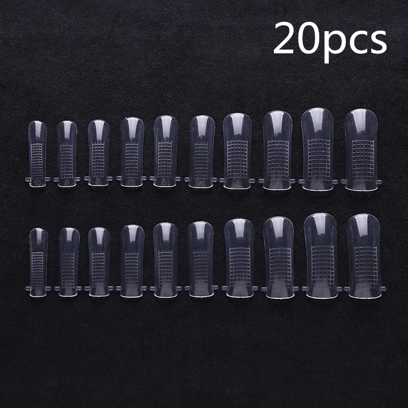 20pcs nail tips LILYCUTE 20 мл Быстрое расширение поли УФ-гель розовый белый металл с прозрачными кристаллами светодиодный акриловый строительный гель для ногтей - Цвет: 20pcs nail tips