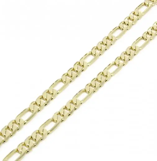 

Fine Solid Gold FINISH 7mm Italian Figaro Link Chain Necklace 24 Inches