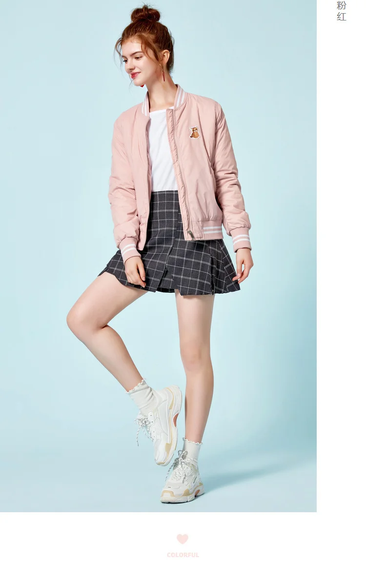 SEMIR Женская вышитая бейсбольная куртка на молнии с драпированными рукавами Спортивная куртка с карманом с контрастной отделкой ребристые манжеты и подол